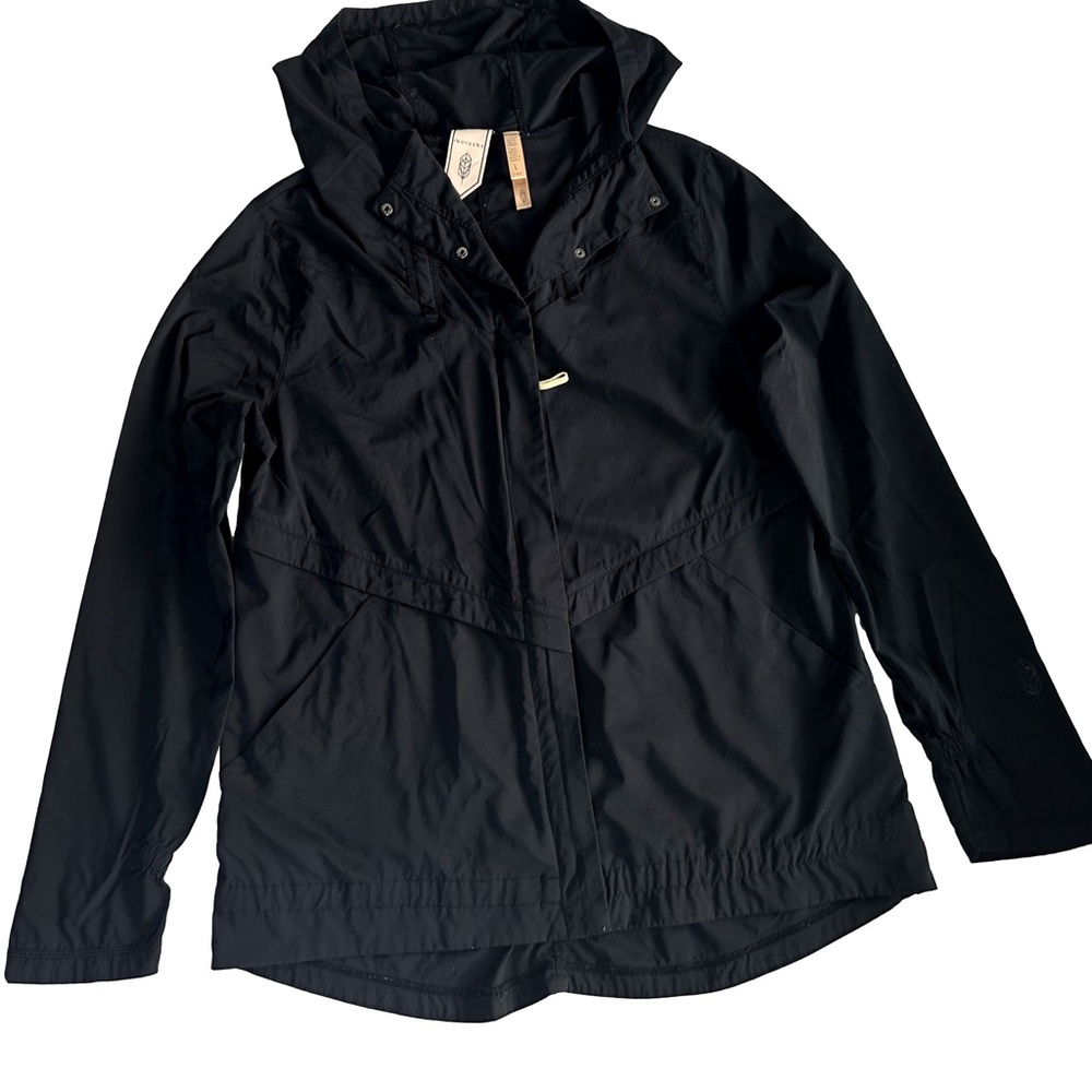 Indyeva Podroz 1/2 Zip Hiking Jacket Hoodie Tab Pocket Cinch Waist Black Large